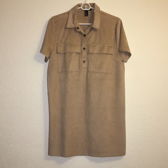 Suede Collared Dress - Picture 1 of 2